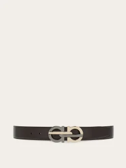 Reversible and adjustable Gancini belt - Men
