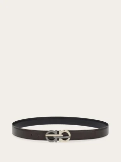 Reversible and adjustable Gancini belt - Men
