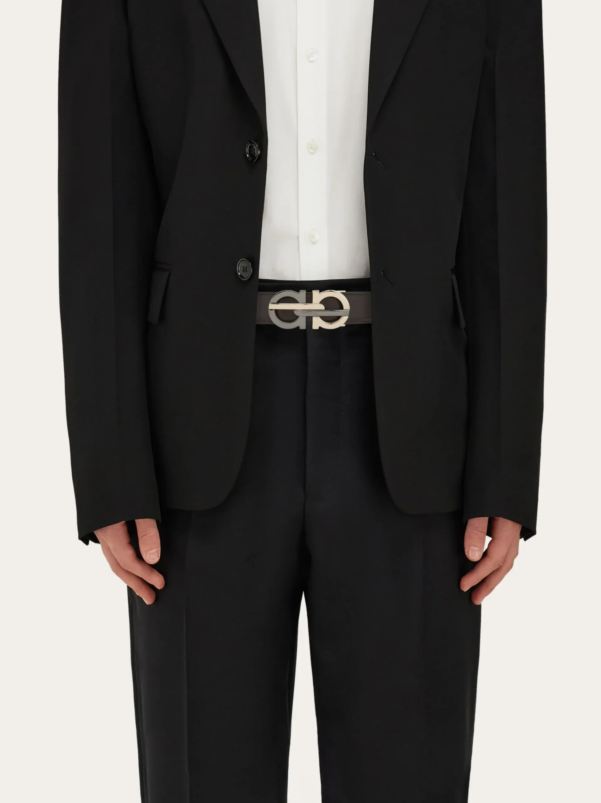 Reversible and adjustable Gancini belt - Men