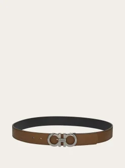 Reversible and adjustable Gancini belt - Men