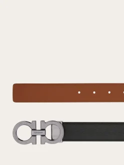 Reversible and adjustable Gancini belt - Men