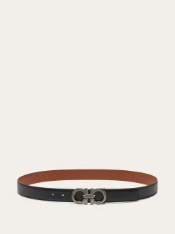 Reversible and adjustable Gancini belt - Men
