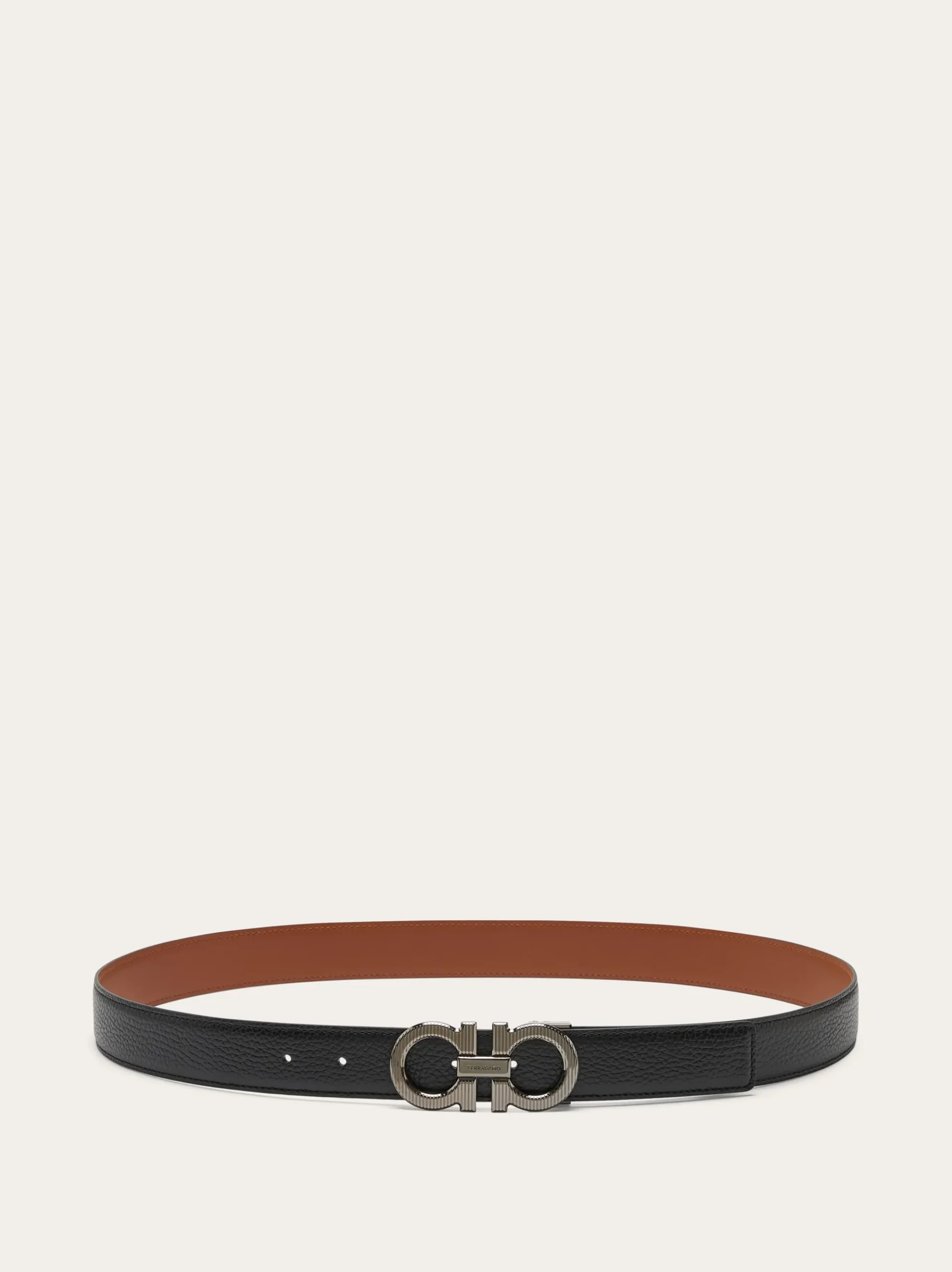 Reversible and adjustable Gancini belt - Men
