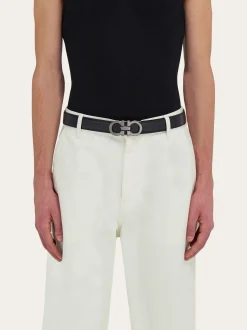 Reversible and adjustable Gancini belt - Men
