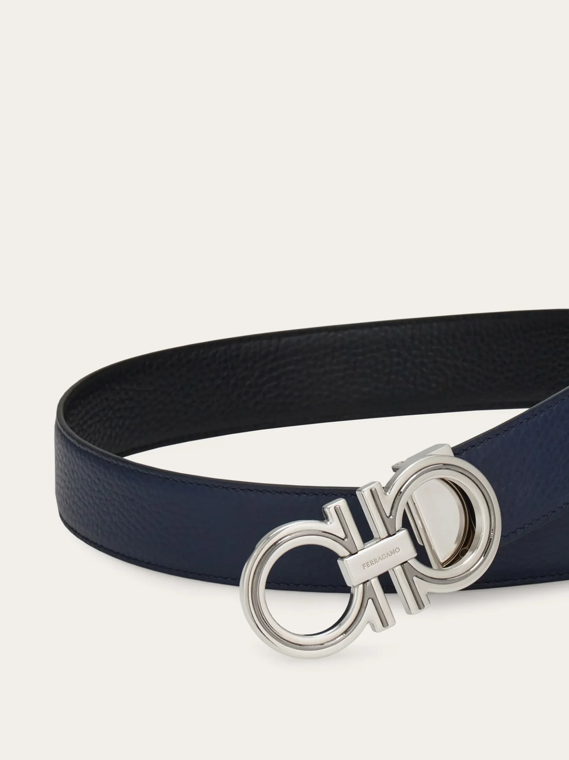 Reversible and adjustable Gancini belt - Men