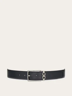 Reversible and adjustable Gancini belt - Men
