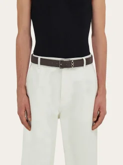 Reversible and adjustable Gancini belt - Men