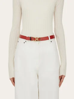 Reversible and adjustable Gancini belt - Women