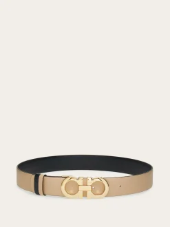 Reversible and adjustable Gancini belt - Women