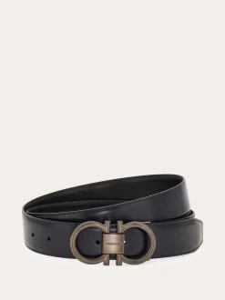 Reversible and adjustable Gancini belt - Men