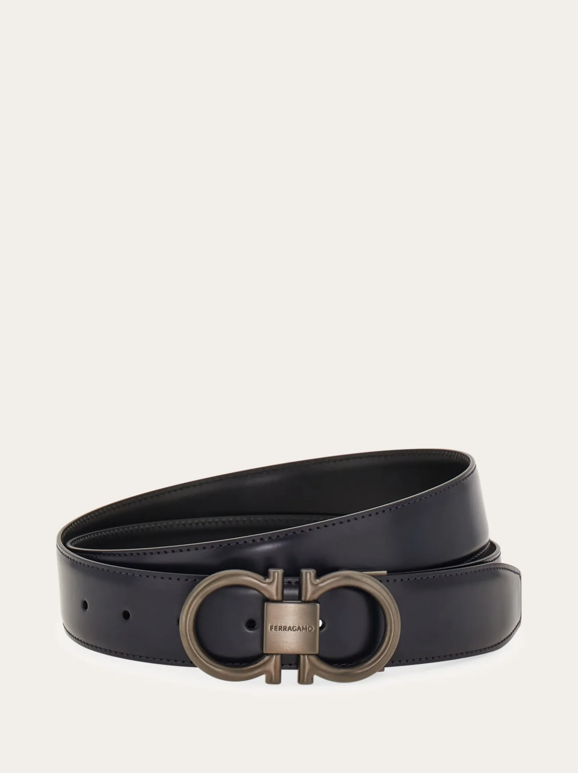 Reversible and adjustable Gancini belt - Men
