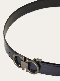 Reversible and adjustable Gancini belt - Men