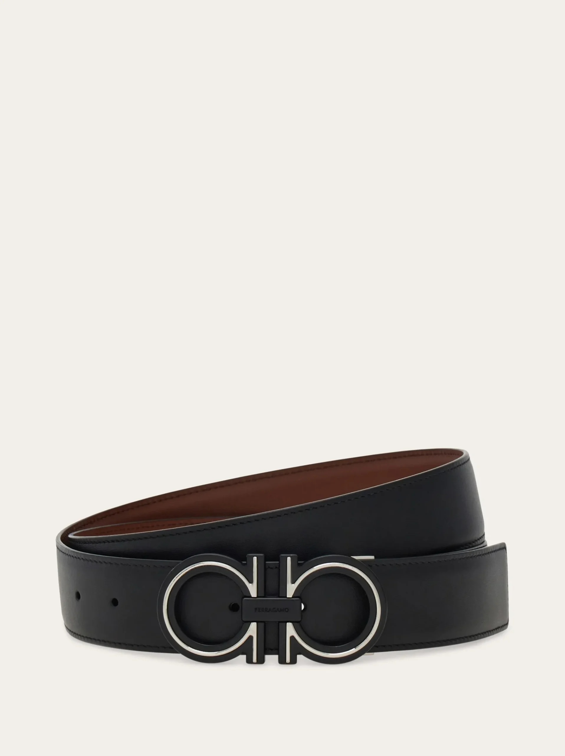 Reversible and adjustable Gancini belt - Men