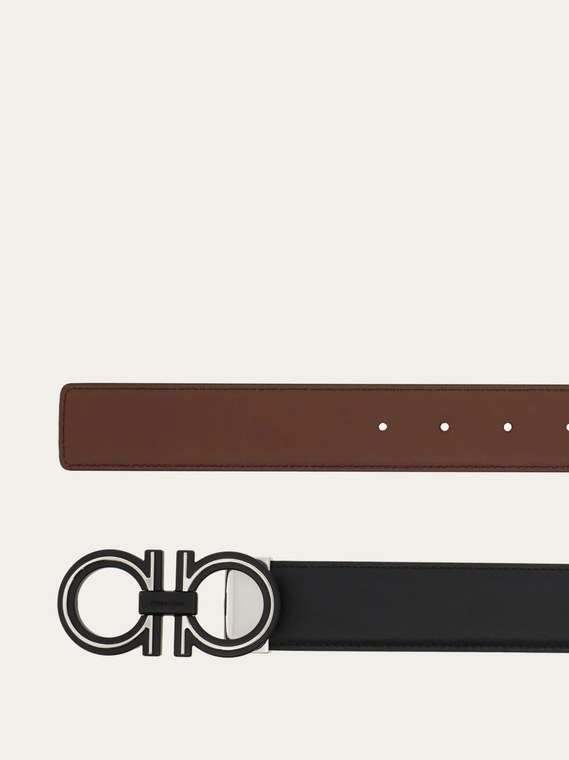 Reversible and adjustable Gancini belt - Men