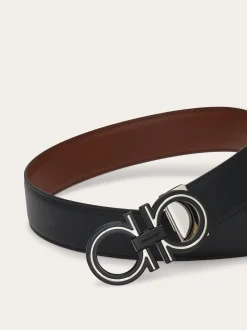 Reversible and adjustable Gancini belt - Men