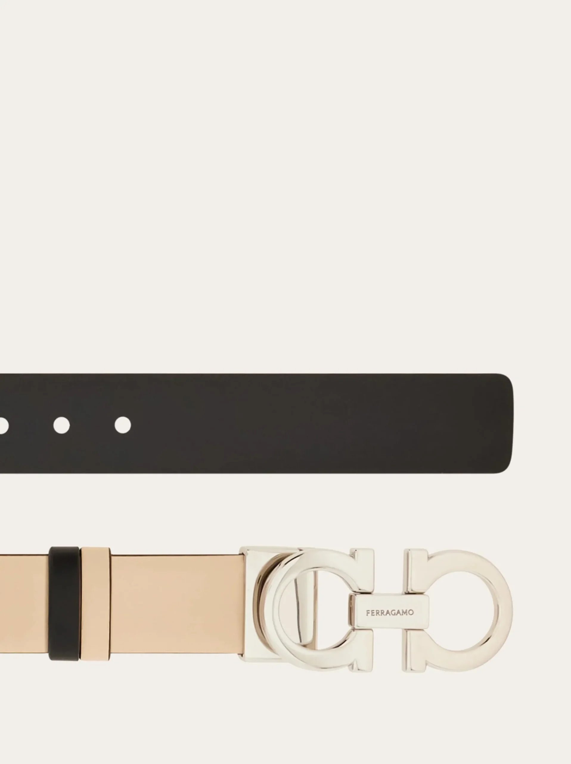 Reversible and adjustable Gancini belt - Women