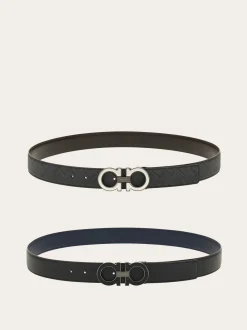 Reversible and adjustable Gancini belt with Switch buckle - Men