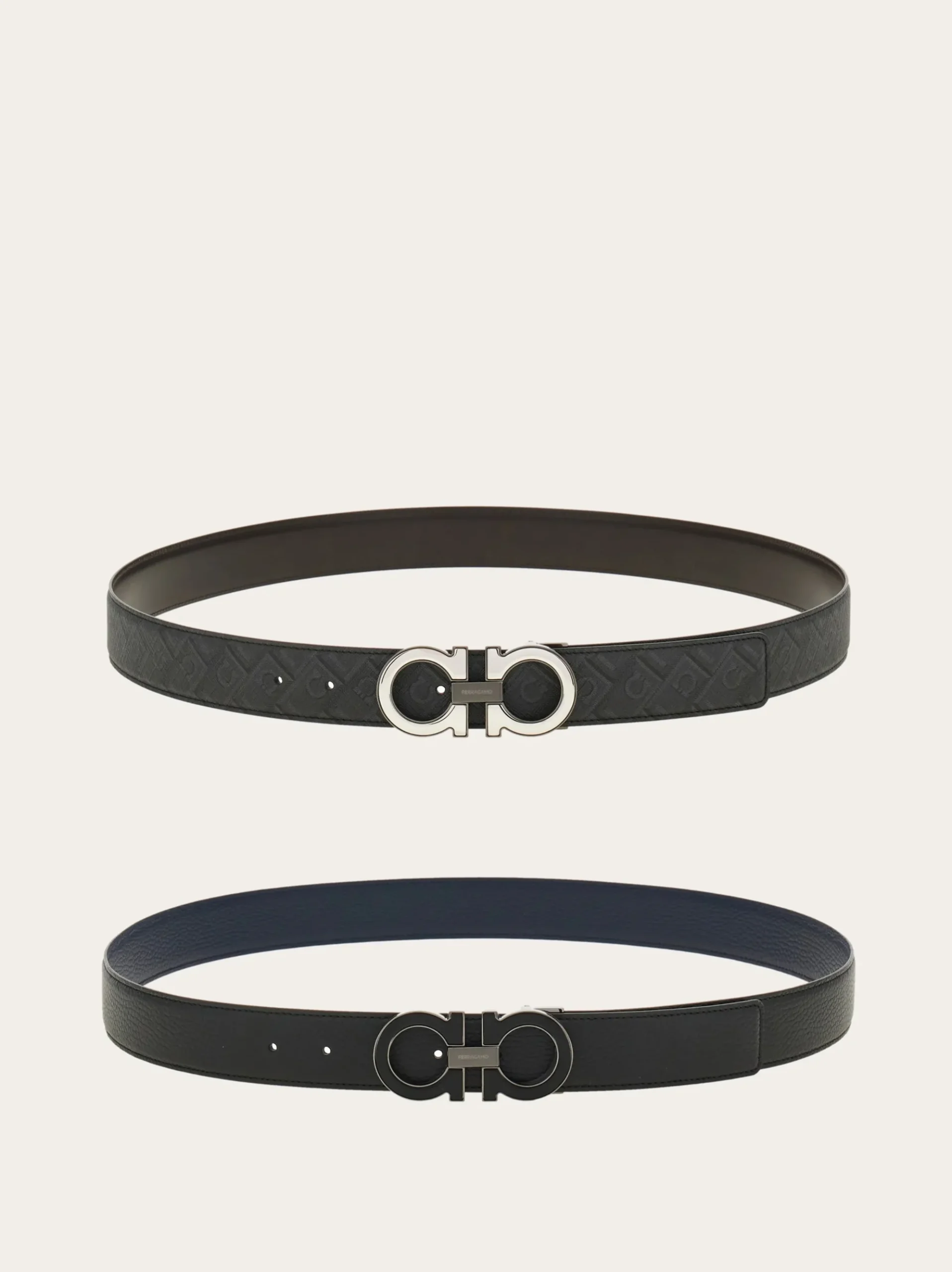 Reversible and adjustable Gancini belt with Switch buckle - Men