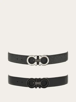 Reversible and adjustable Gancini belt with Switch buckle - Men