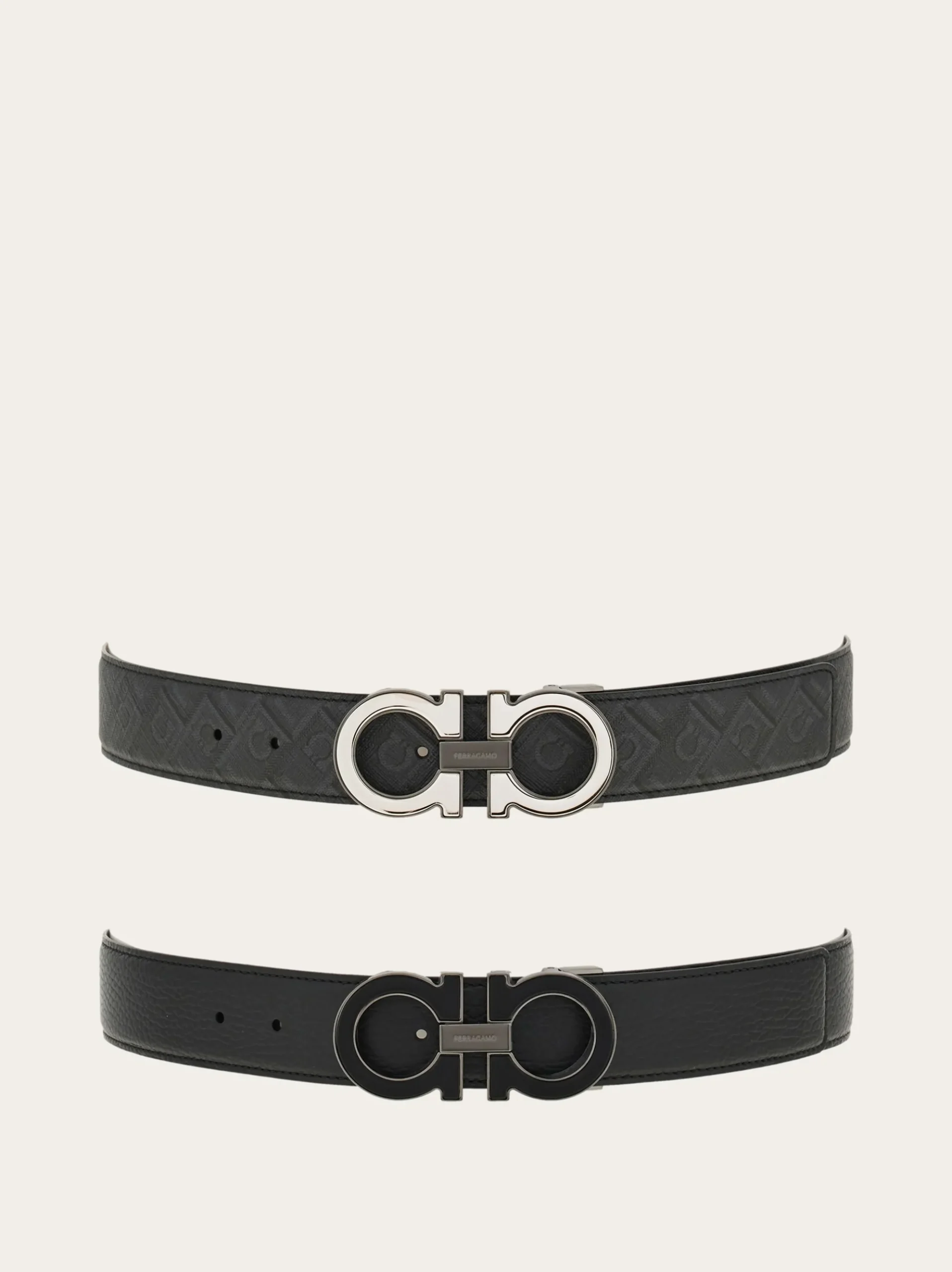 Reversible and adjustable Gancini belt with Switch buckle - Men