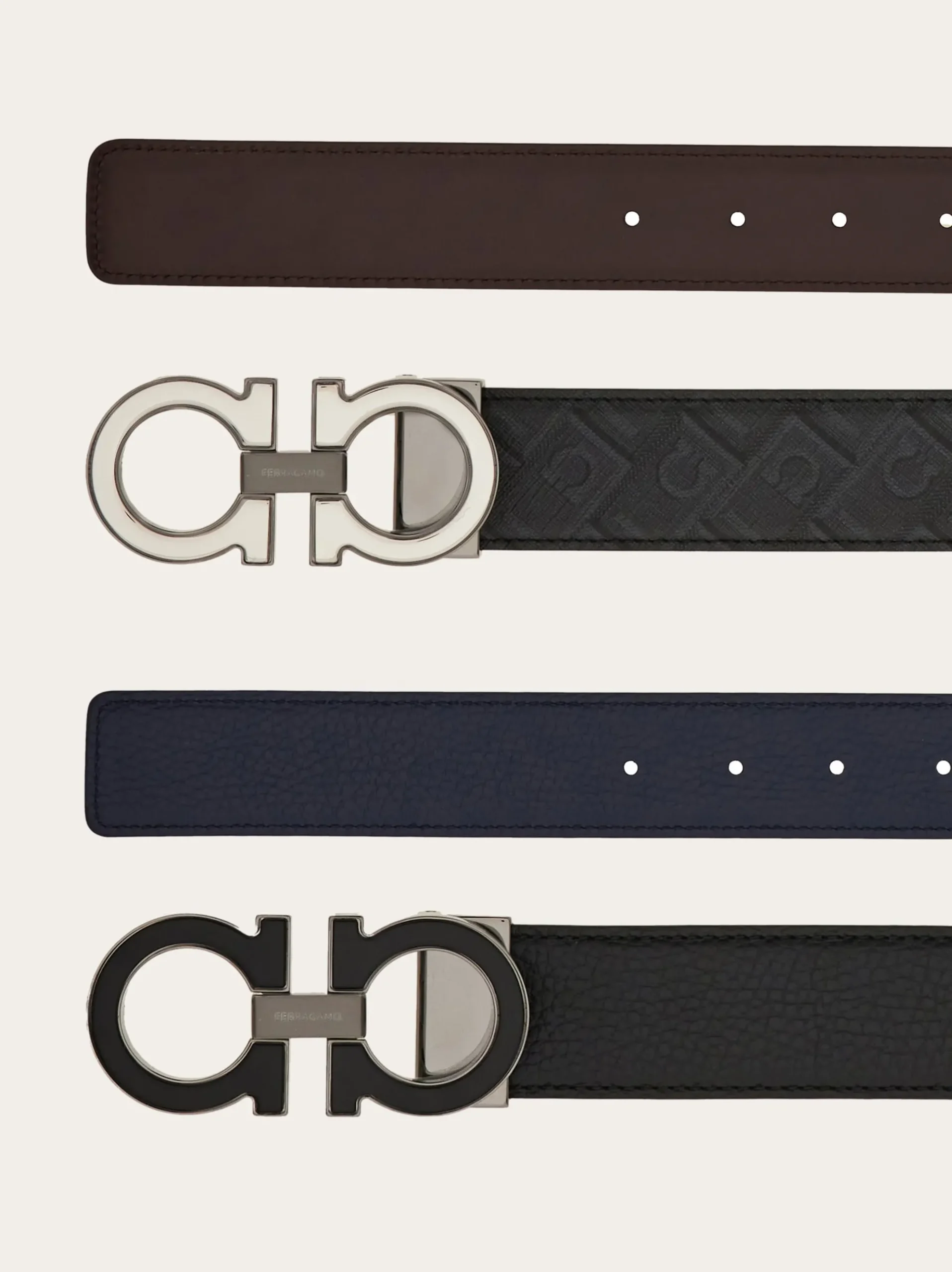 Reversible and adjustable Gancini belt with Switch buckle - Men