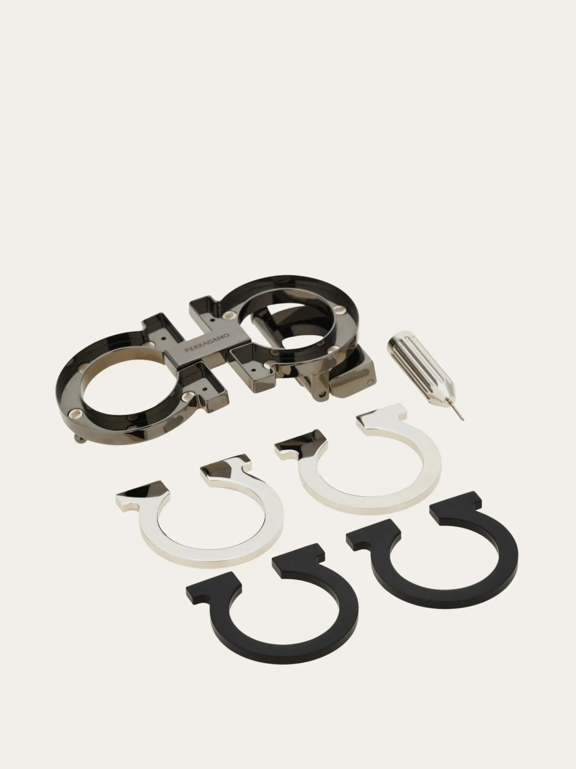 Reversible and adjustable Gancini belt with Switch buckle - Men