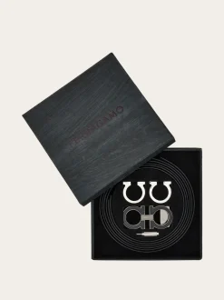 Reversible and adjustable Gancini belt with Switch buckle - Men
