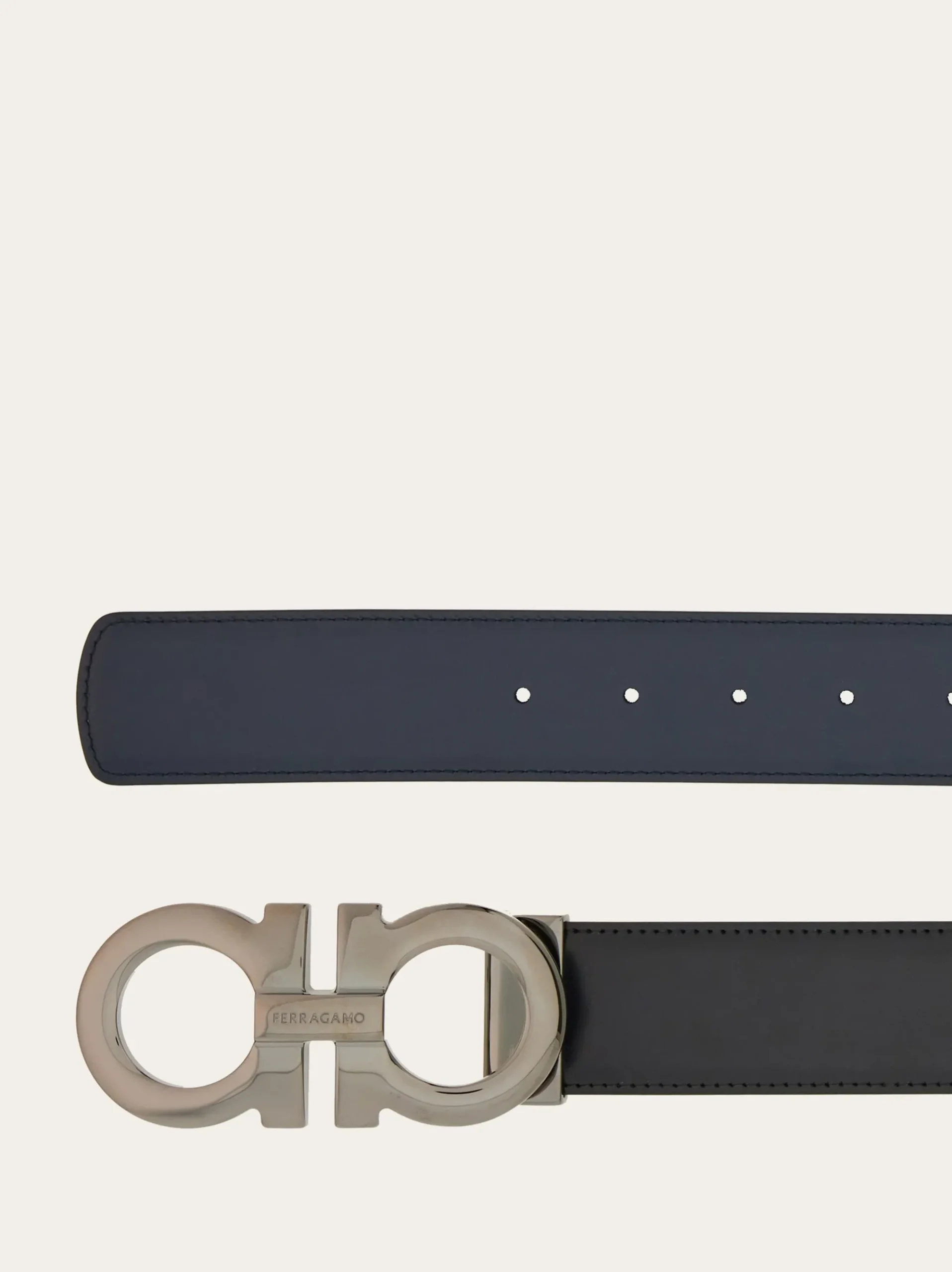Reversible and adjustable Gancini belt - Men