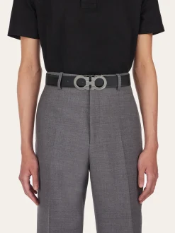 Reversible and adjustable Gancini belt - Men