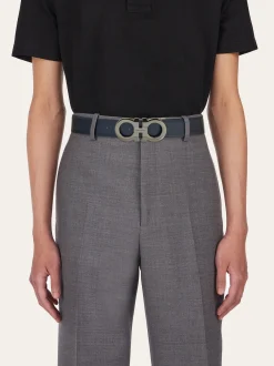 Reversible and adjustable Gancini belt - Men