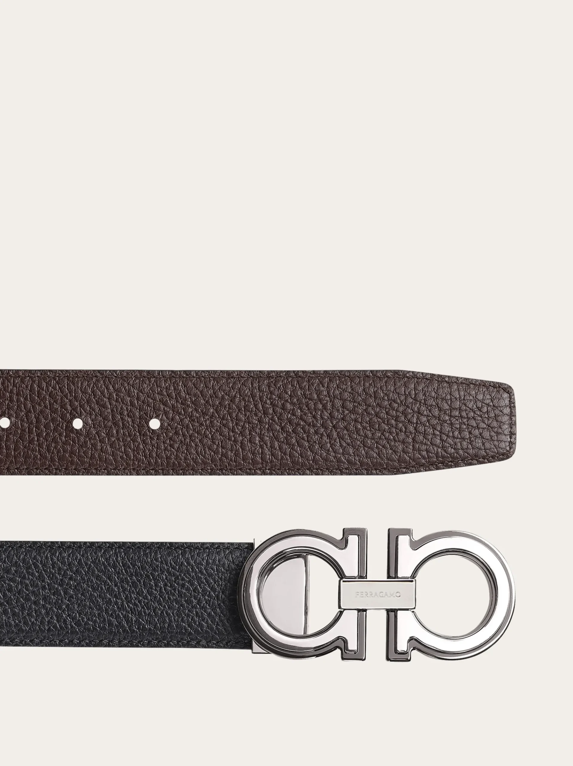 Reversible and adjustable Gancini belt - Men
