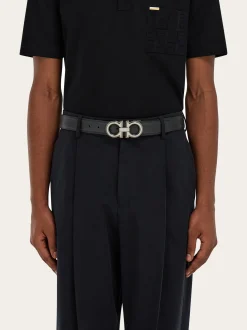 Reversible and adjustable Gancini belt - Men
