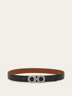 Reversible and adjustable Gancini belt - Men