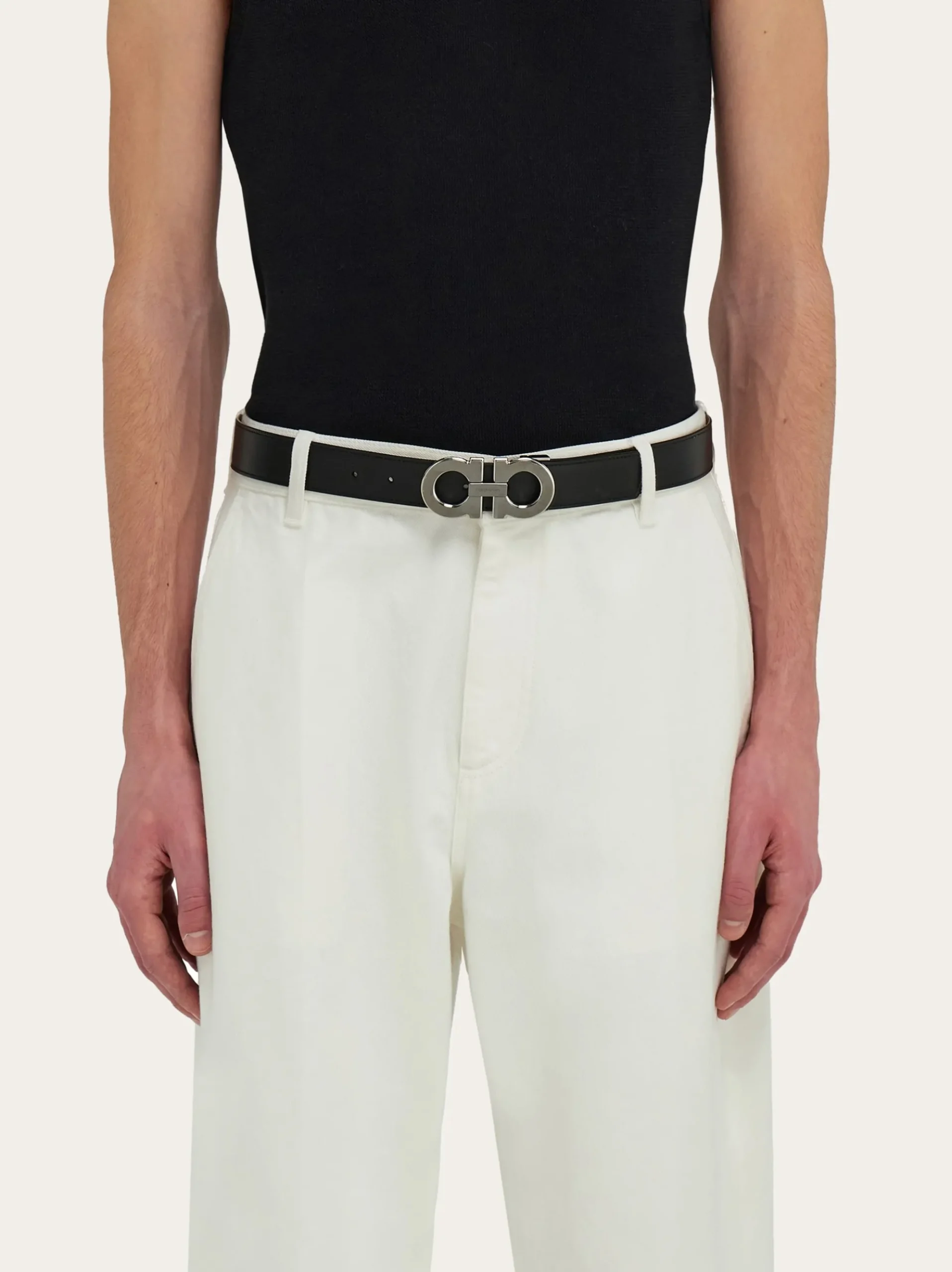 Reversible and adjustable Gancini belt - Men