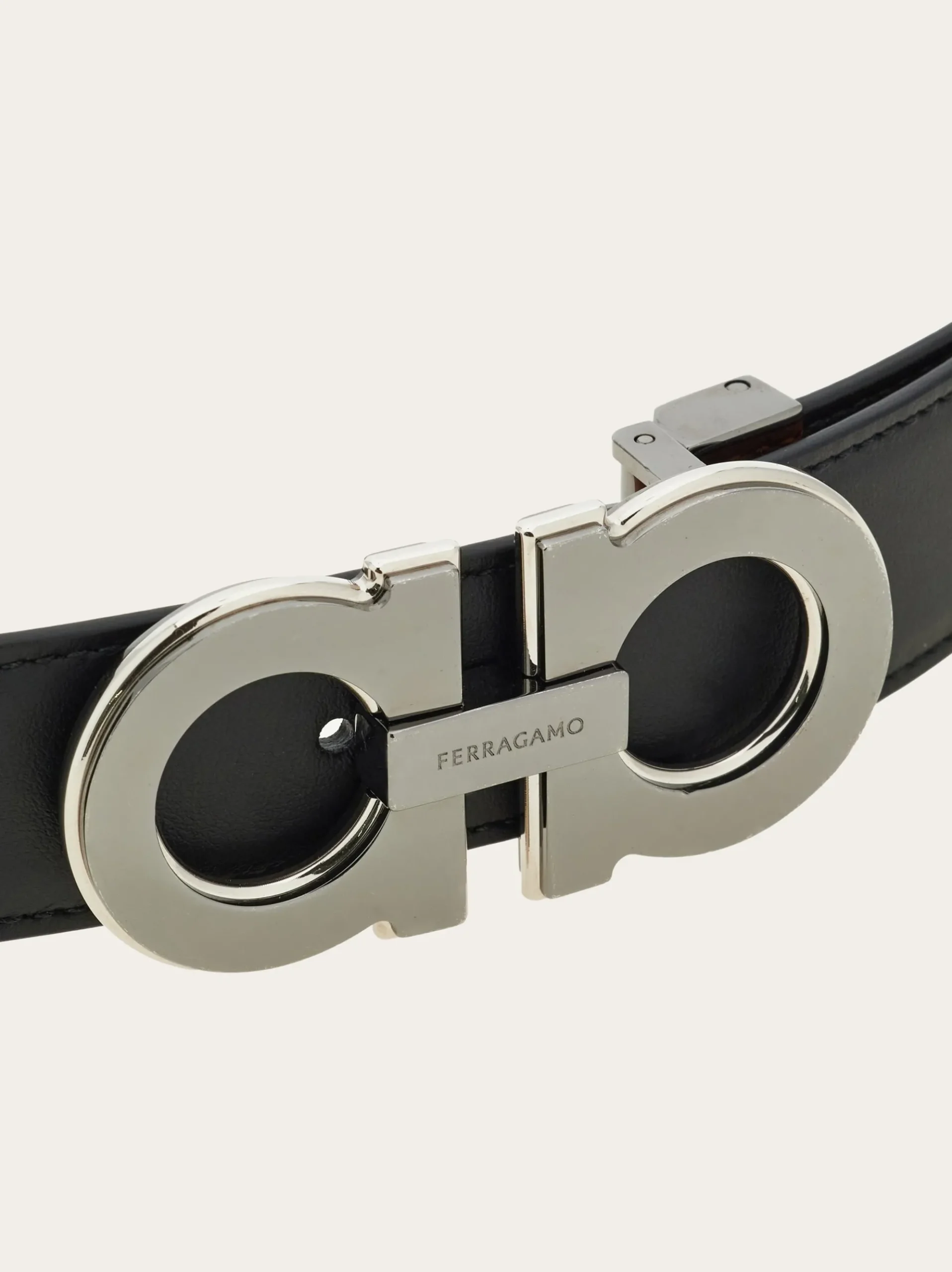 Reversible and adjustable Gancini belt - Men