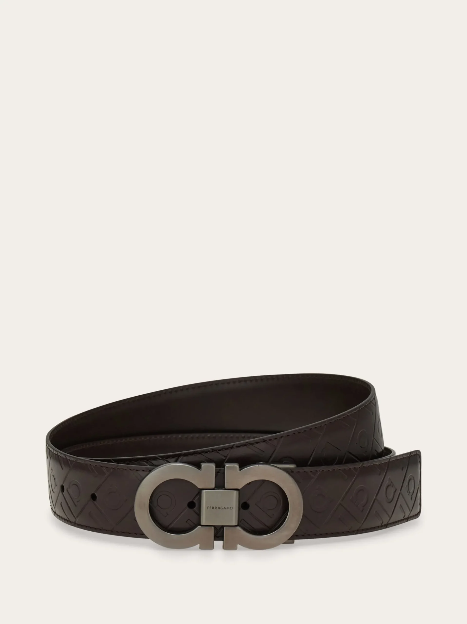 Reversible and adjustable Gancini belt - Men