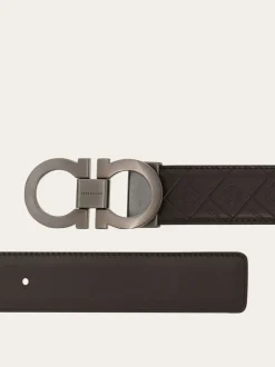 Reversible and adjustable Gancini belt - Men