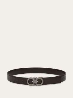 Reversible and adjustable Gancini belt - Men