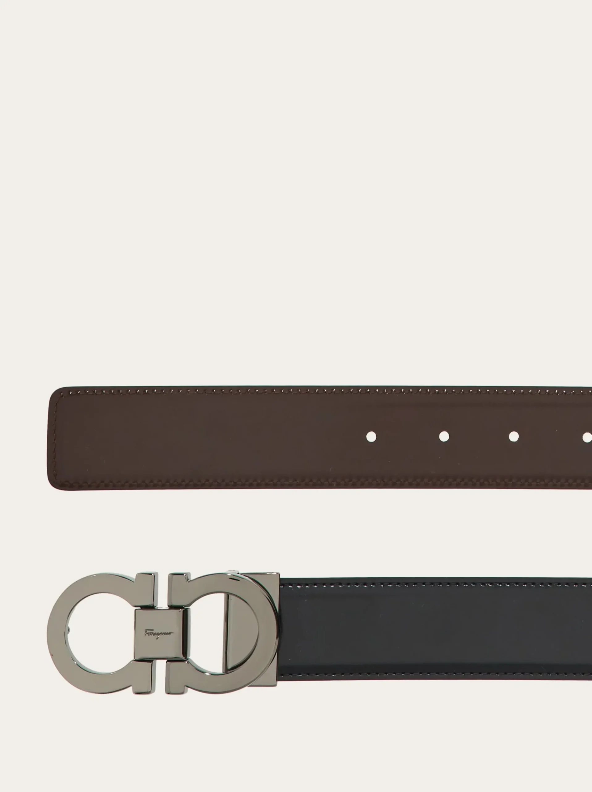 Reversible and adjustable Gancini belt - Men