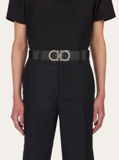 Reversible and adjustable Gancini belt - Men