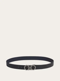 Reversible and adjustable Gancini belt - Men