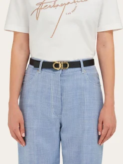 Reversible and adjustable Gancini belt - Women