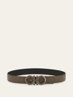 Reversible and adjustable Gancini belt - Men