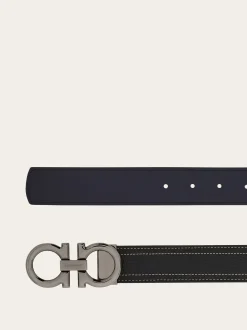 Reversible and adjustable Gancini belt - Men