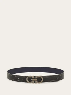 Reversible and adjustable Gancini belt - Men