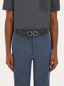 Reversible and adjustable Gancini belt - Men