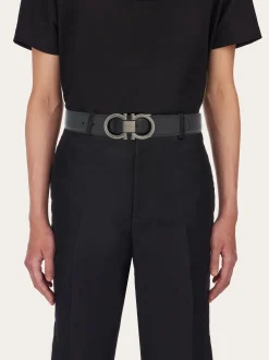 Reversible and adjustable Gancini belt - Men