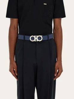 Reversible and adjustable Gancini belt - Men