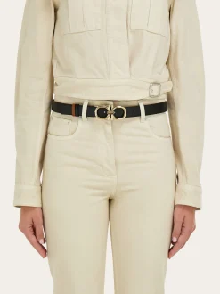 Reversible and adjustable Gancini belt - Women