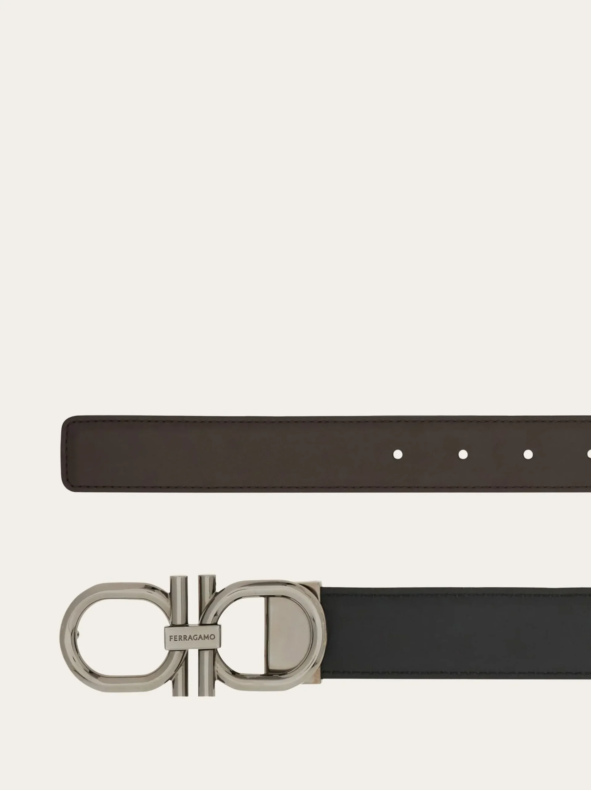 Reversible and adjustable Gancini belt - Men